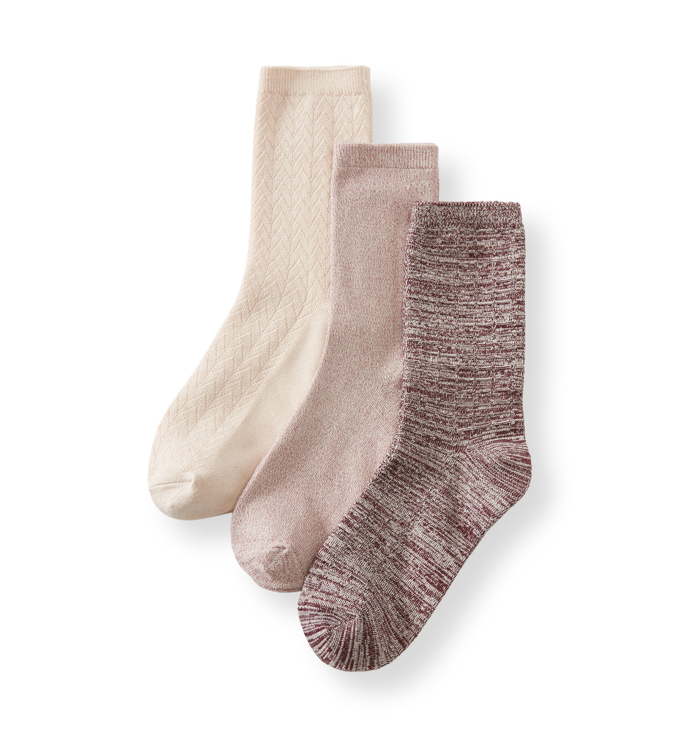 Womens Midweight Texture Crew Socks Set
