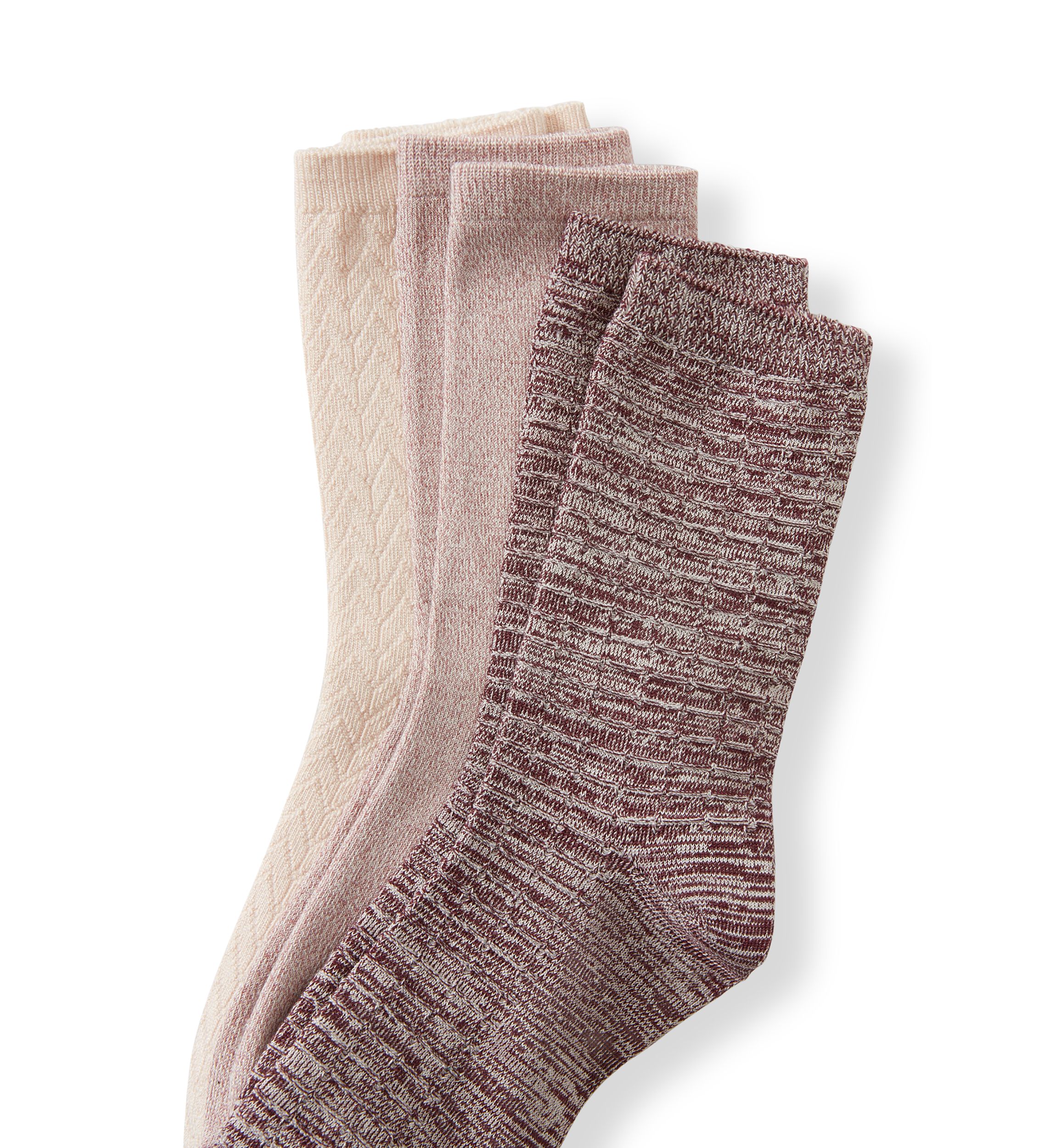 Womens Midweight Texture Crew Socks Set
