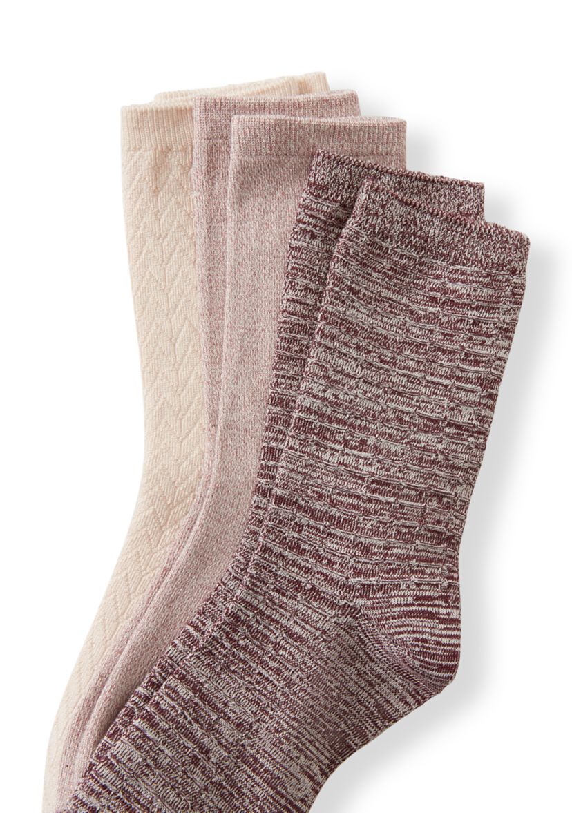 Womens Midweight Texture Crew Socks Set