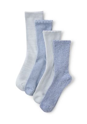 Cuddl Duds Women's Scalloped Welt Mock Thermal Stitch Midweight Crew Socks, 9 - 11