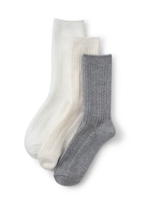 Cuddl Duds Women's Variegated Rib Soft Shimmer Crew Socks, White, 9 - 11