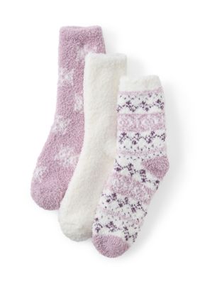 Cuddl Duds Women's Mixed Print Cozy Crew Socks, 9 - 11