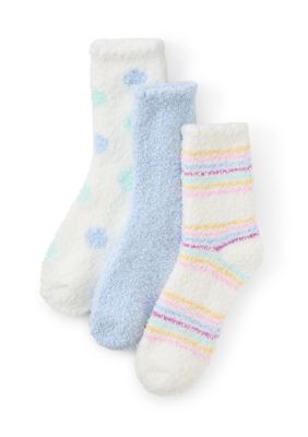 Cuddl Duds Women's Multi Striped Tweed Dot Cozy Crew Socks, 9 - 11