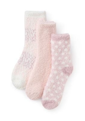 Cuddl Duds Women's Colorblock Mix Print Cozy Crew Socks, Peach, 9 - 11