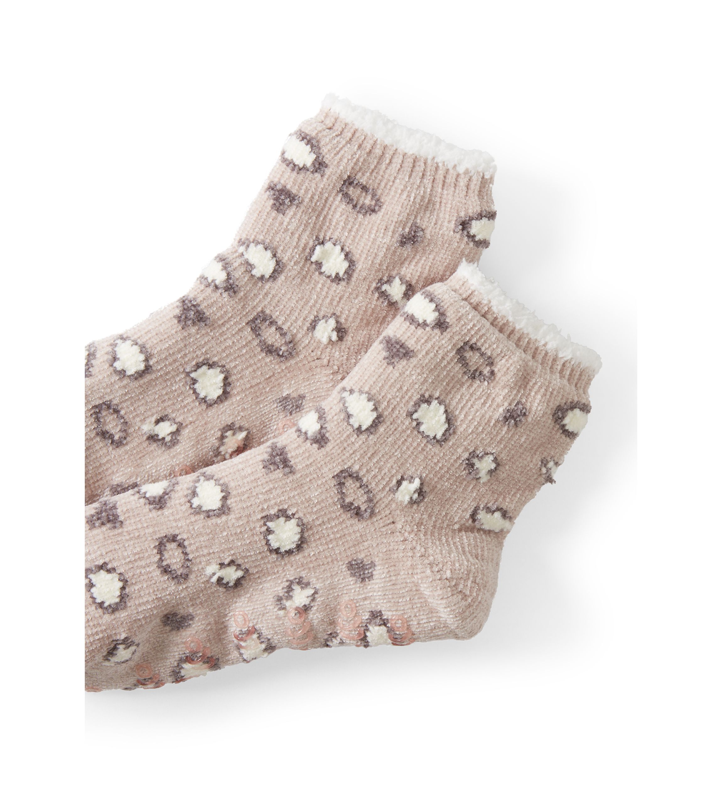 Chenille Cozy Lined Leopard Demi Crew Socks
