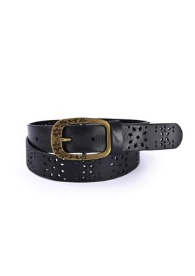 Old Trend Women's Blooming Crocus Leather Belt, Black, Small