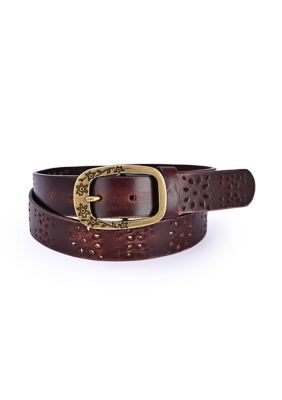 Old Trend Women's Blooming Crocus Leather Belt, Brown, Medium