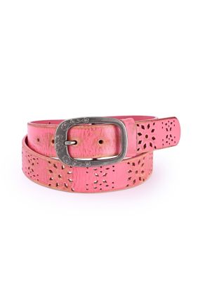 Old Trend Women's Blooming Crocus Leather Belt, Pink, Small
