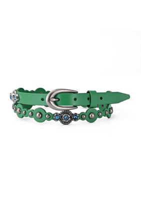 Old Trend Women's Rosa Flourish Leather Belt, Green, Large