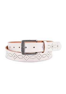 Old Trend Women's Daisy Blossom Leather Belt, White, Small