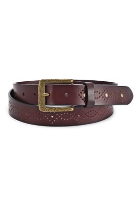 Old Trend Women's Daisy Blossom Leather Belt, Brown, Medium