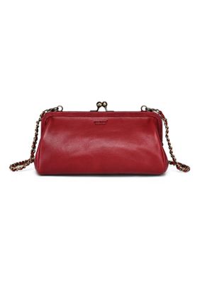 Old Trend Iris Small Vintage Leather Crossbody, Red