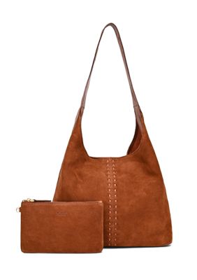Old Trend Hydrangea Medium Classic Suede Hobo Bag, Brown