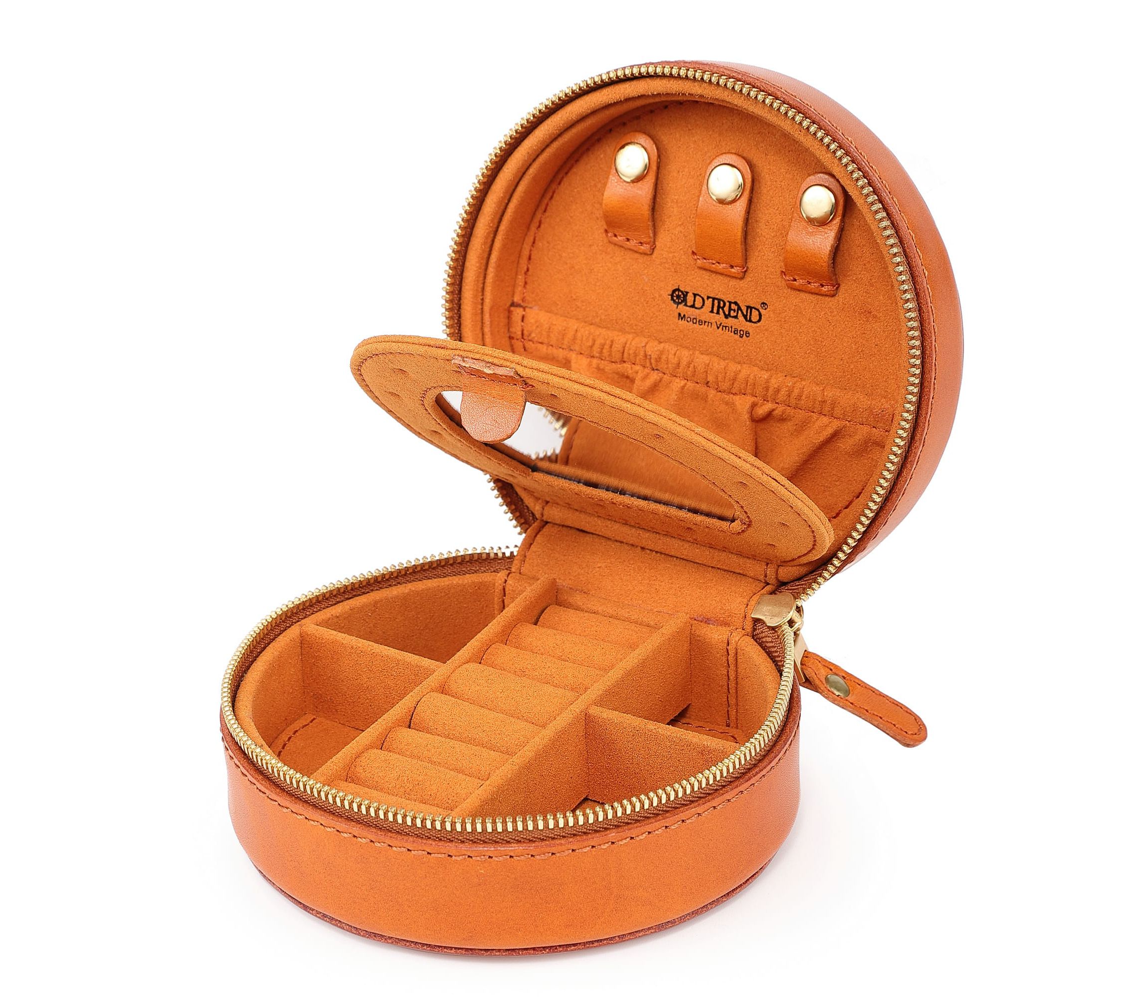 Old Trend Leather Jewelry Box Round