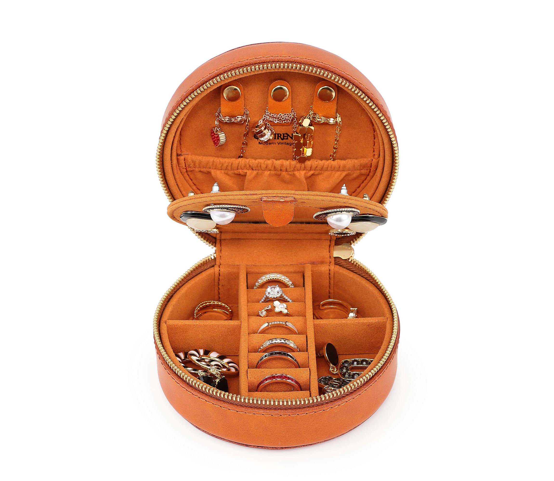 Old Trend Leather Jewelry Box Round