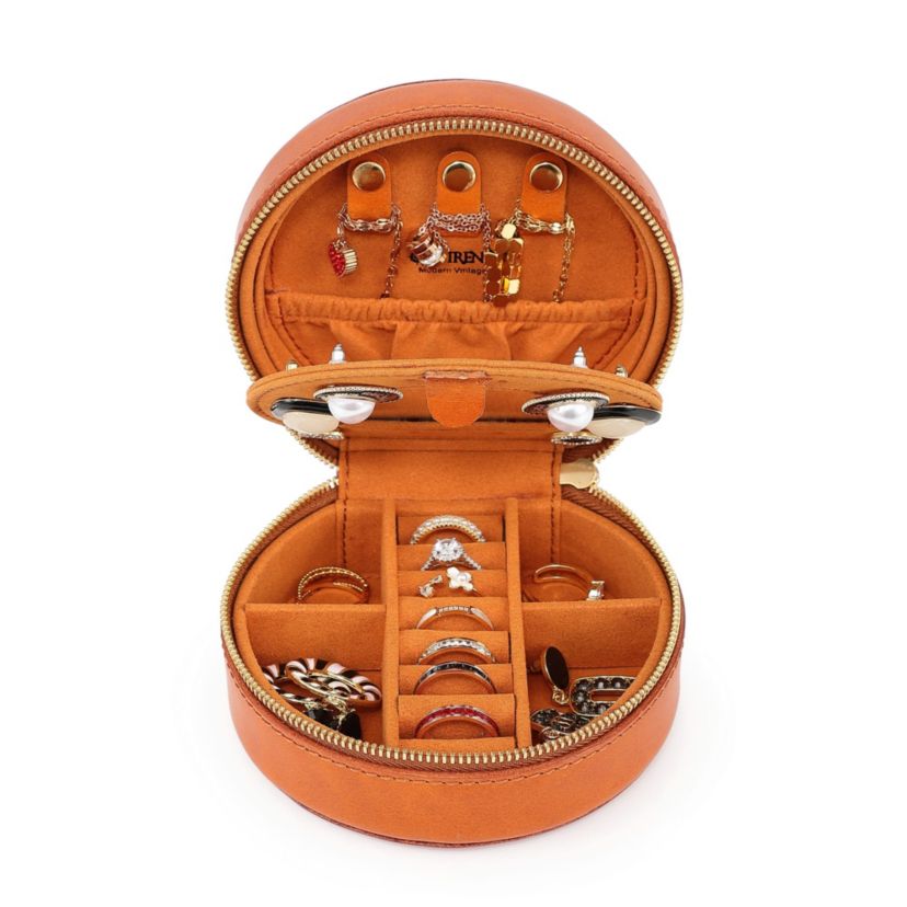 Old Trend Leather Jewelry Box Round