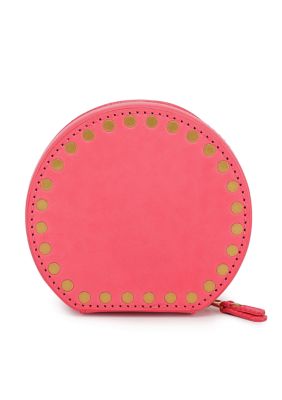 Old Trend Genuine Leather Round Jewelry Box, Pink