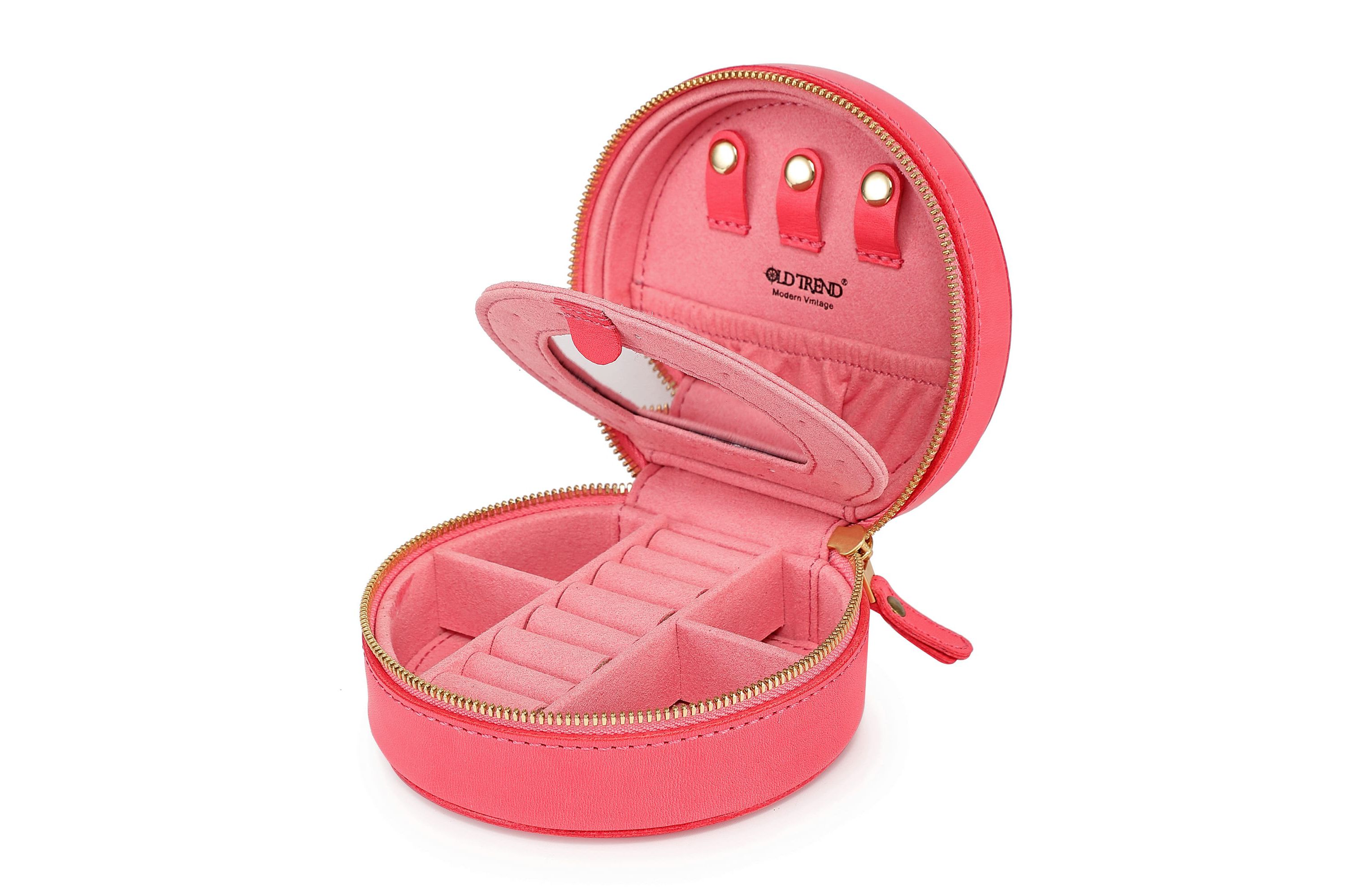 Old Trend Leather Jewelry Box Round