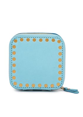 Old Trend Genuine Leather Jewelry Cube Box, Turquoise