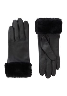 Fownes Brothers Women's Fur Trimmed Leather Gloves