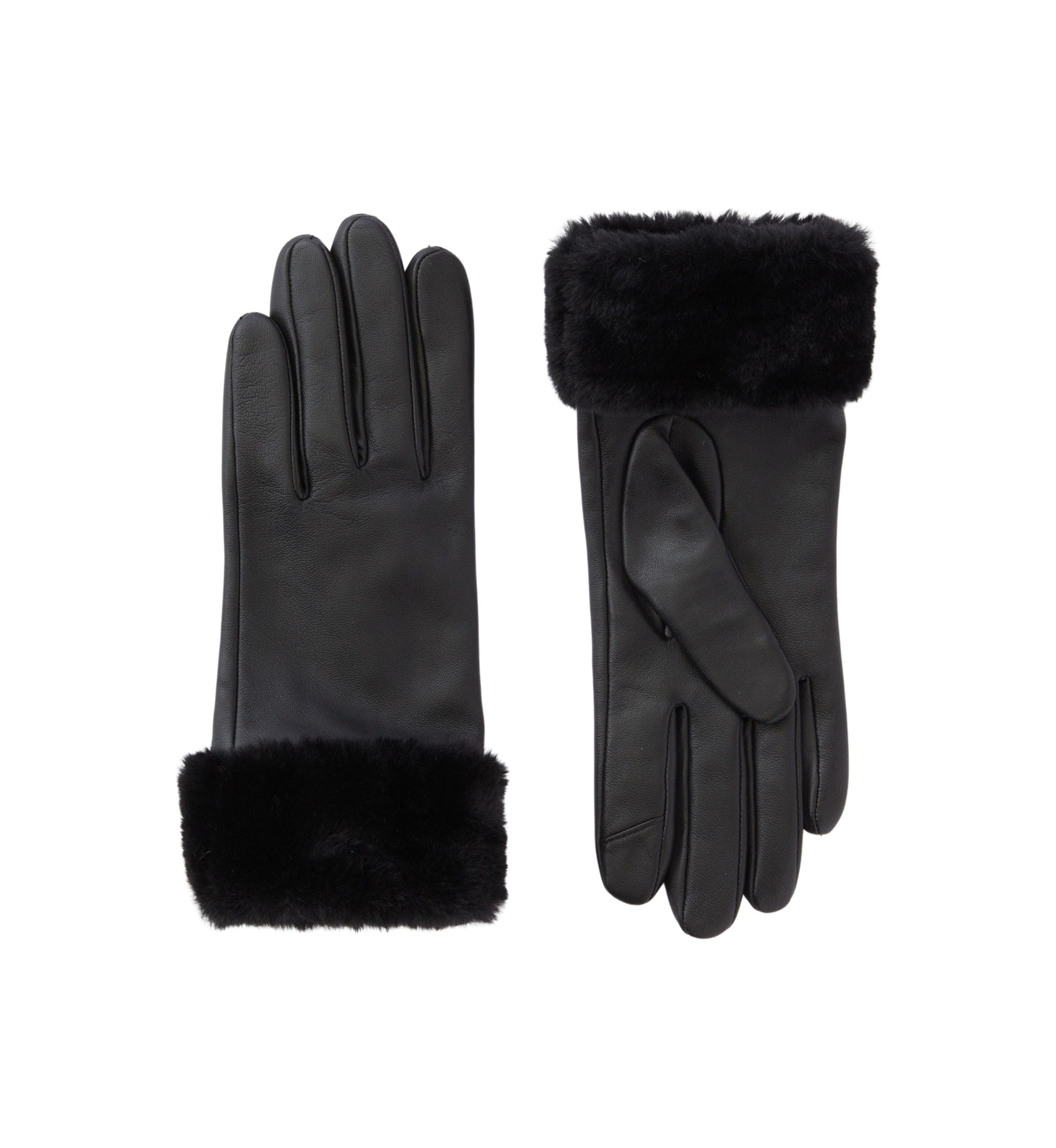 Fur Trimmed Leather Gloves