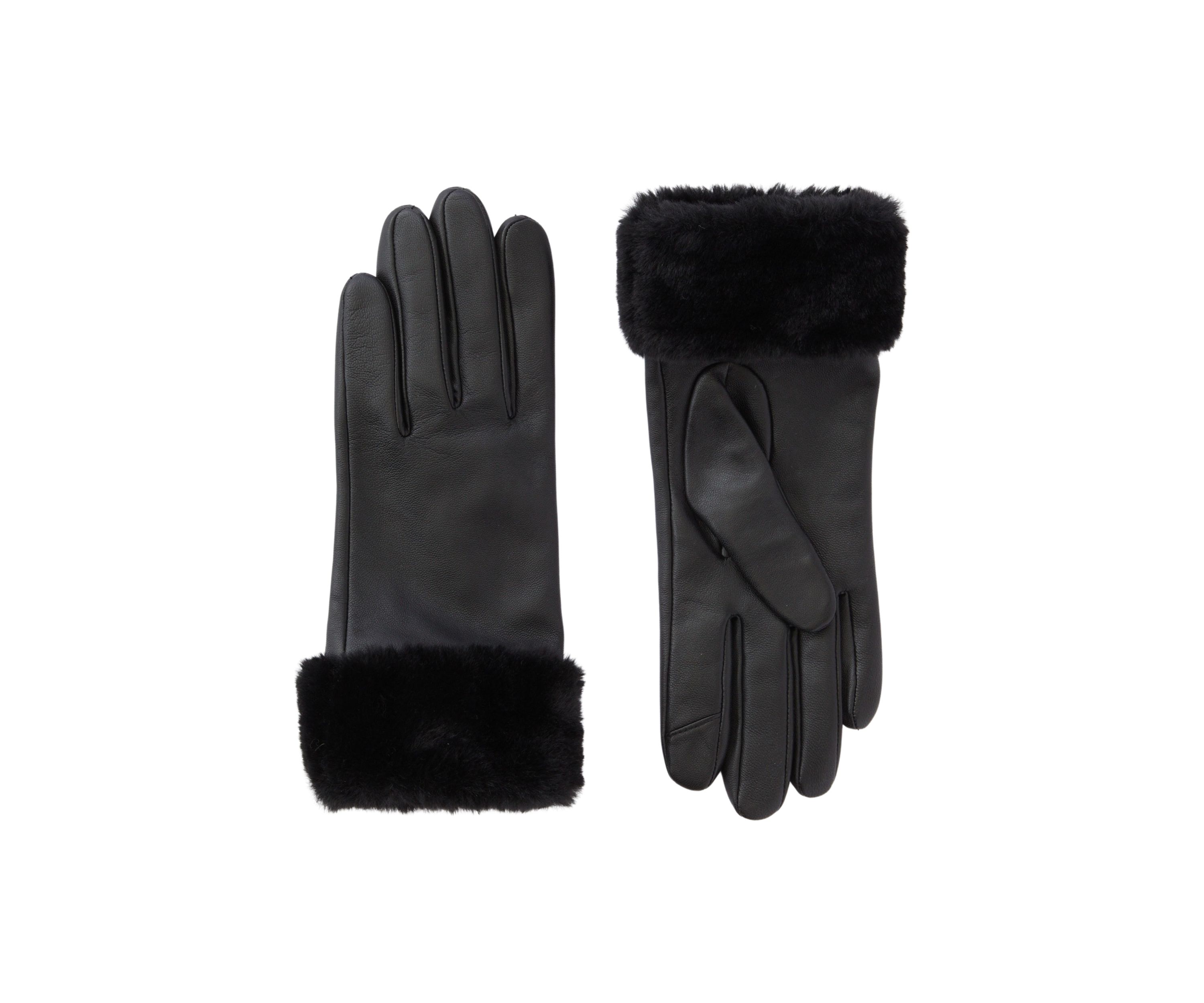 Fur Trimmed Leather Gloves