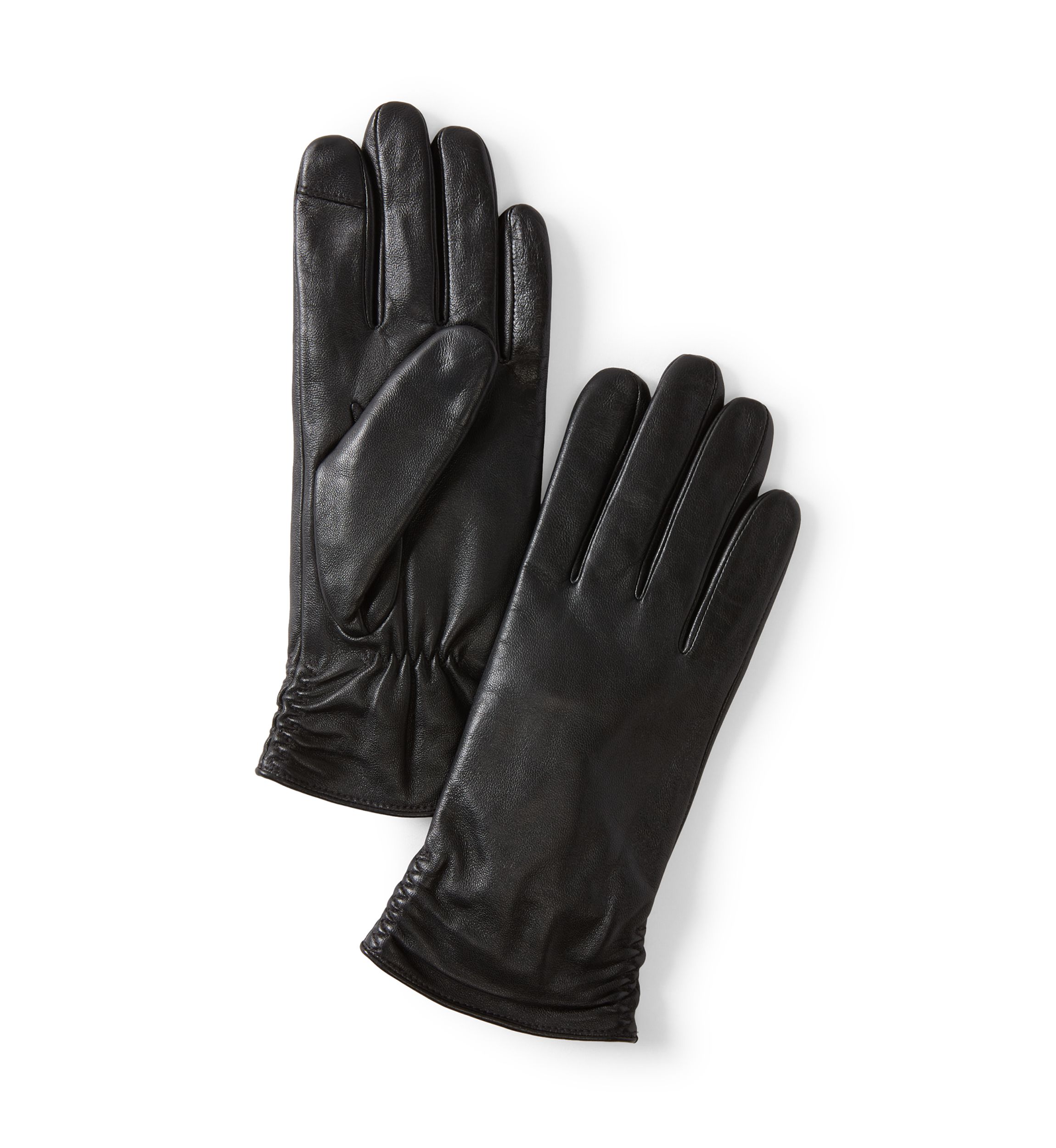 Ruched Back Leather Gloves