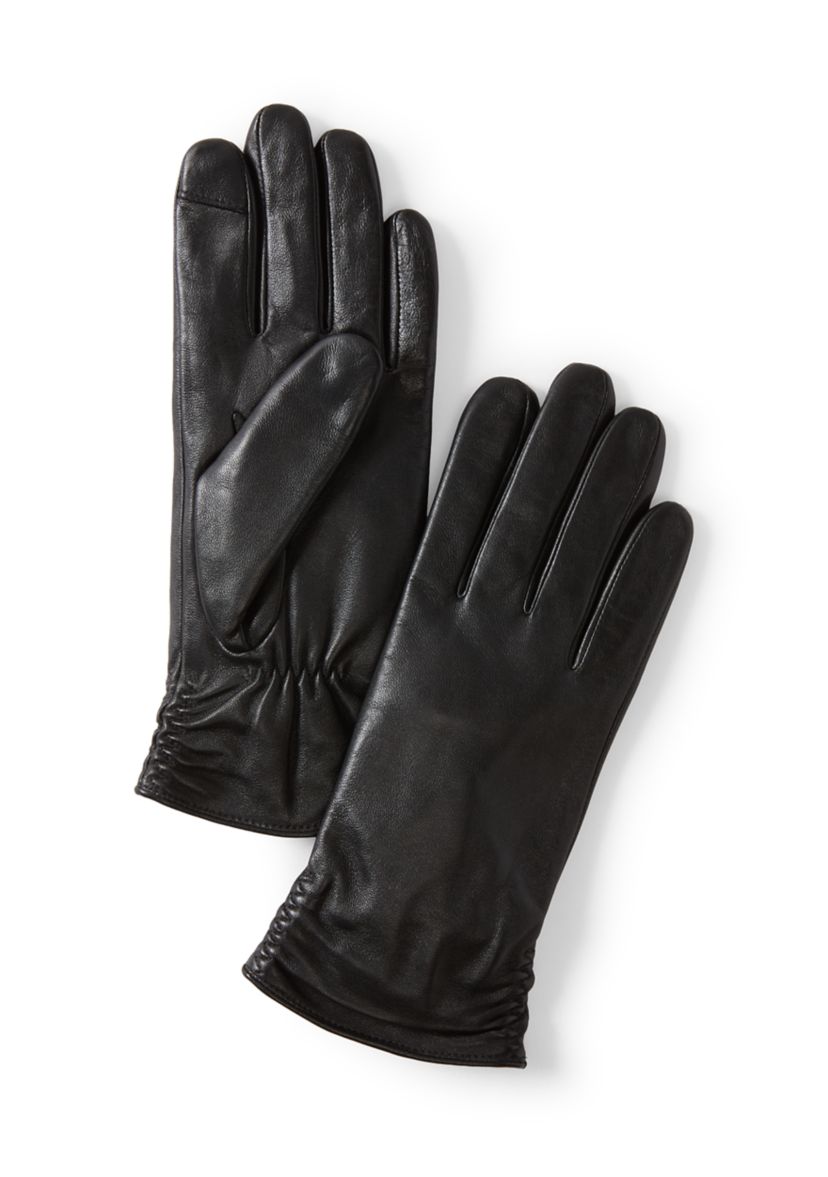 Ruched Back Leather Gloves