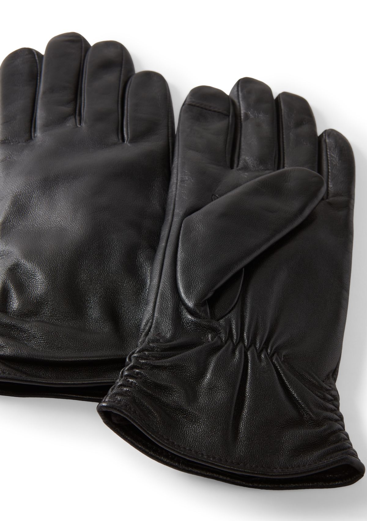 Ruched Back Leather Gloves
