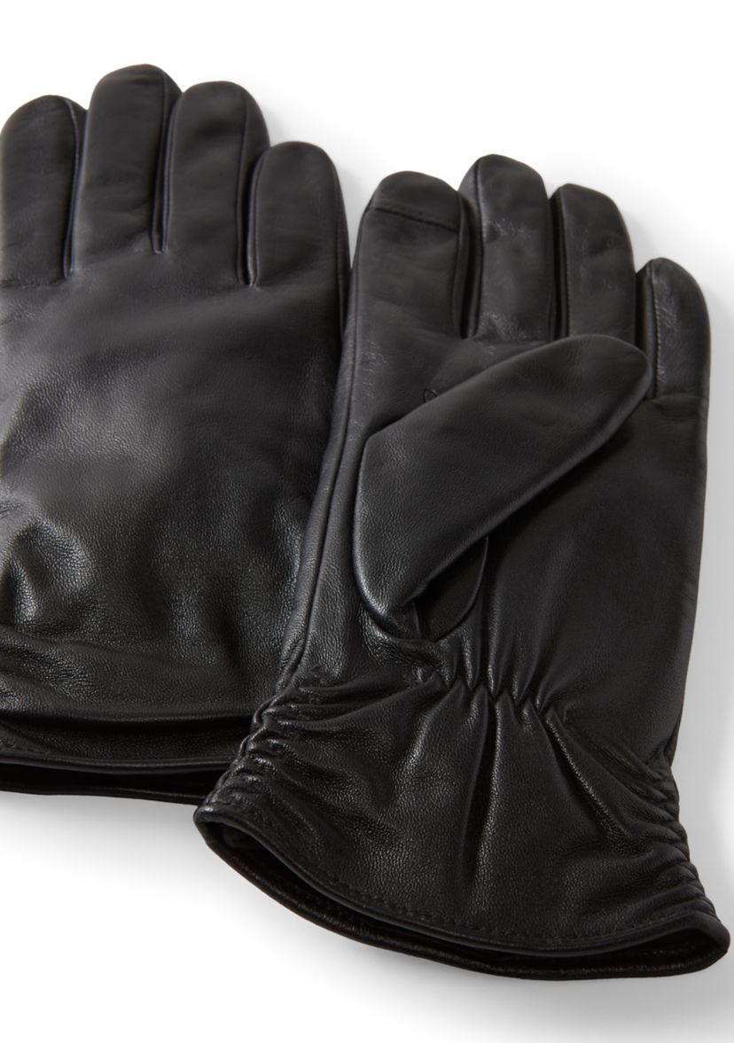 Ruched Back Leather Gloves