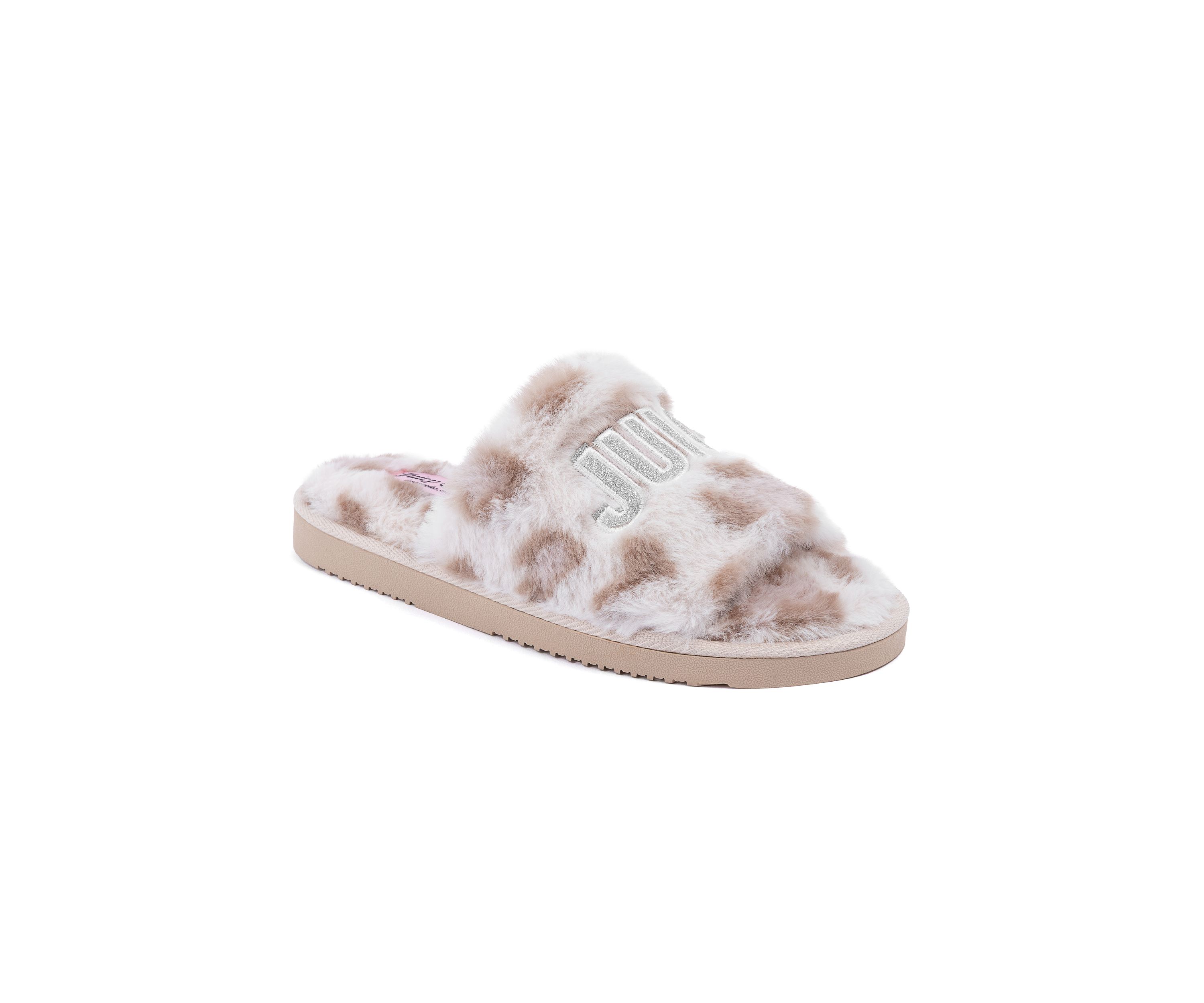 Printed Fur Logo Slide Slippers