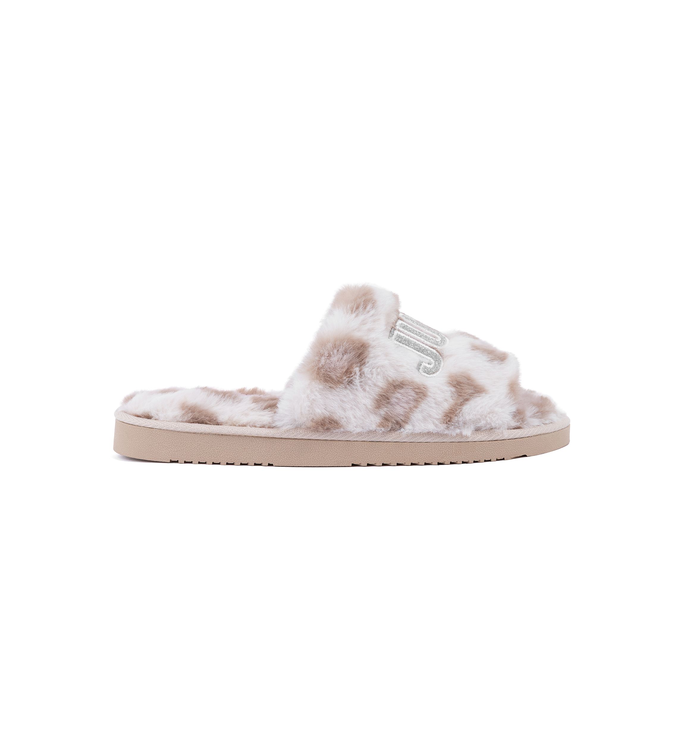 Printed Fur Logo Slide Slippers