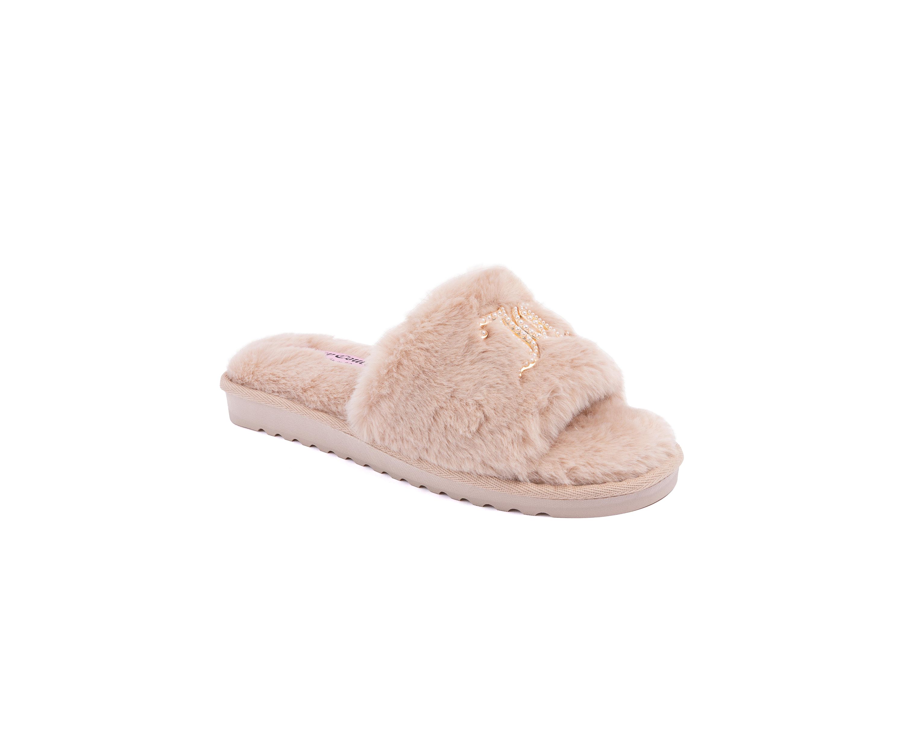 Fur Logo Slide Slippers