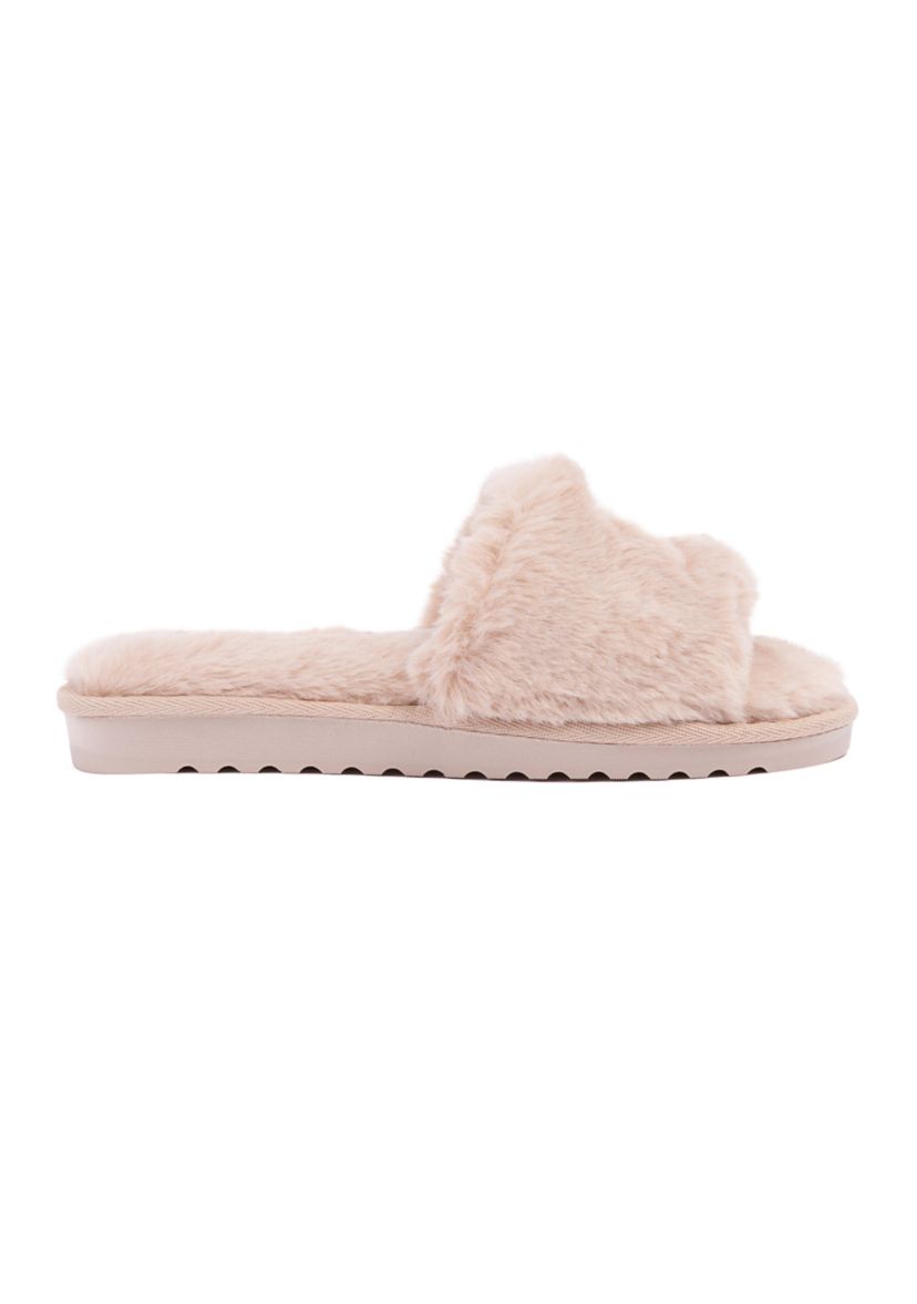 Fur Logo Slide Slippers