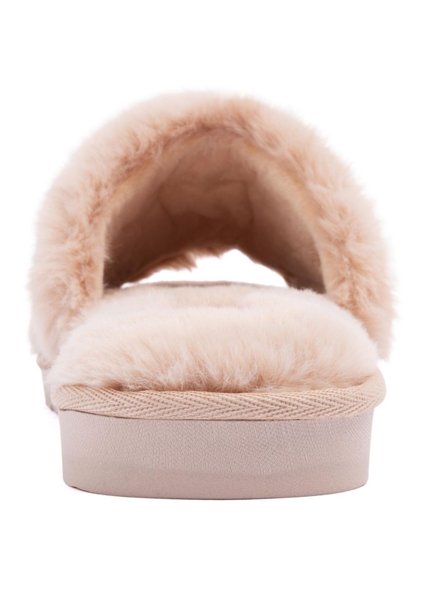 Fur Logo Slide Slippers