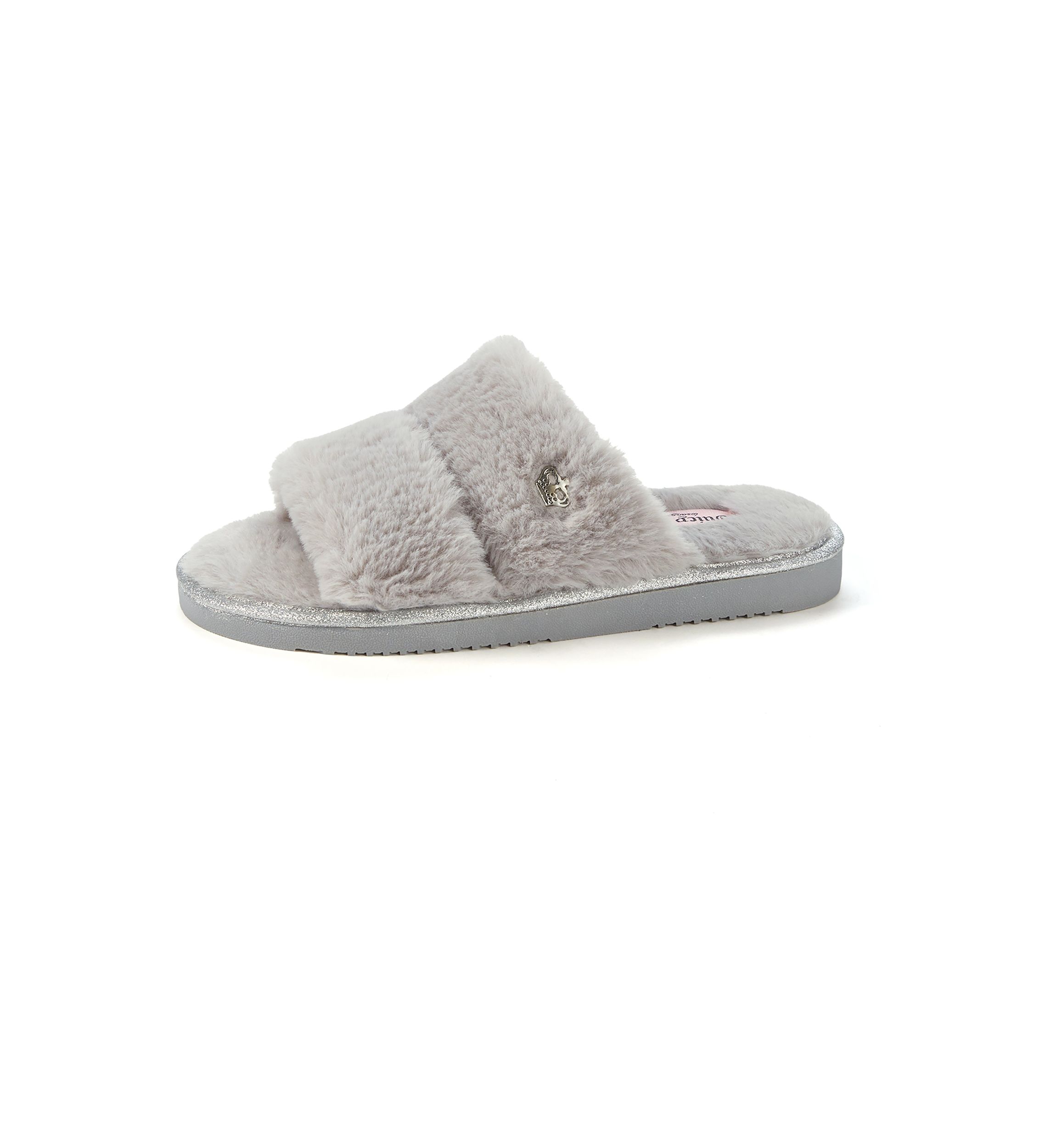 Faux Fur Double Band Slide Slippers 