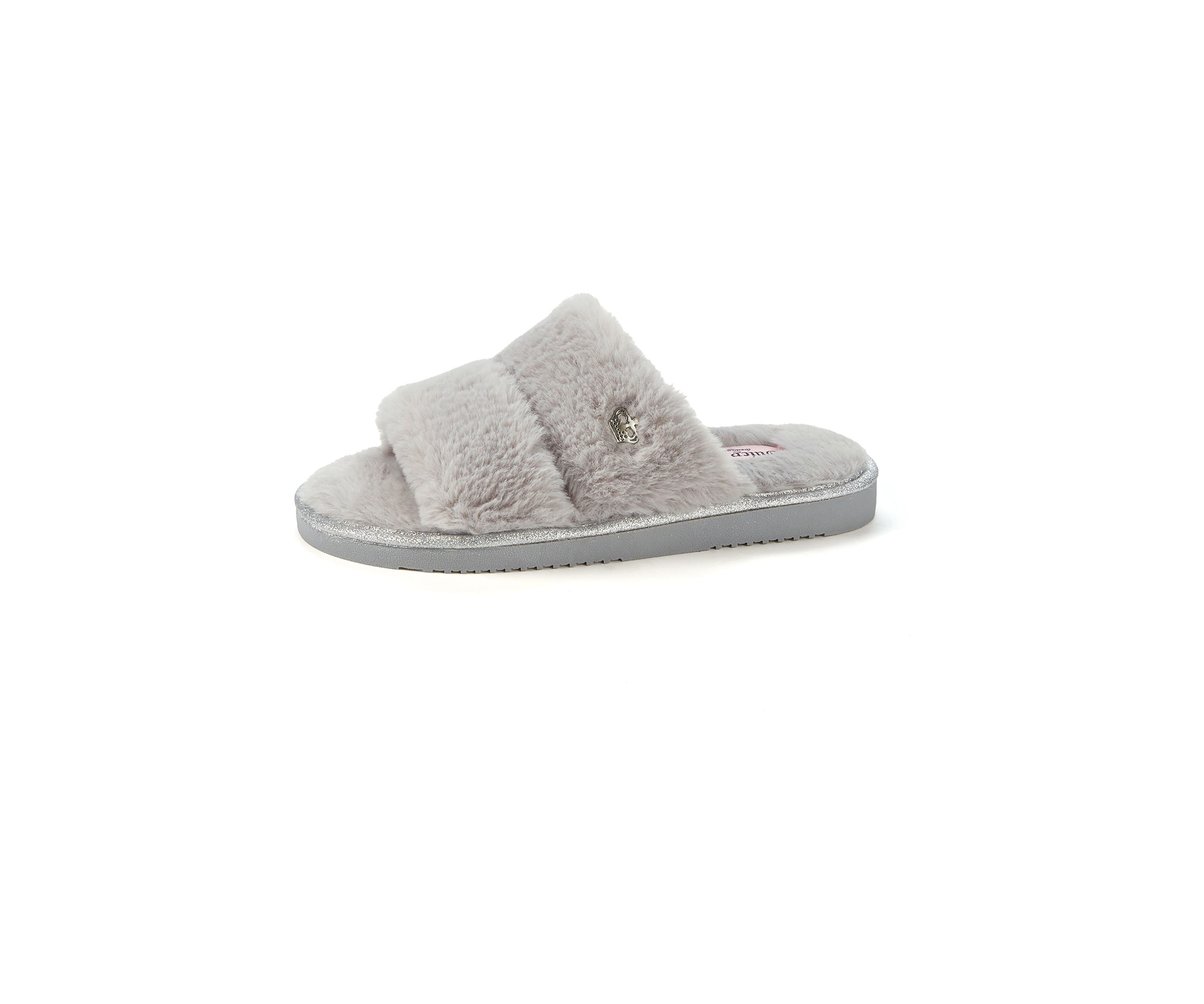 Faux Fur Double Band Slide Slippers 