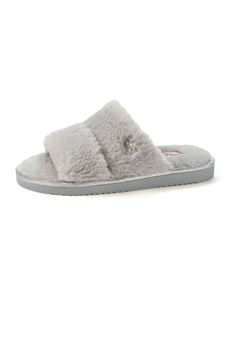 Faux Fur Double Band Slide Slippers 
