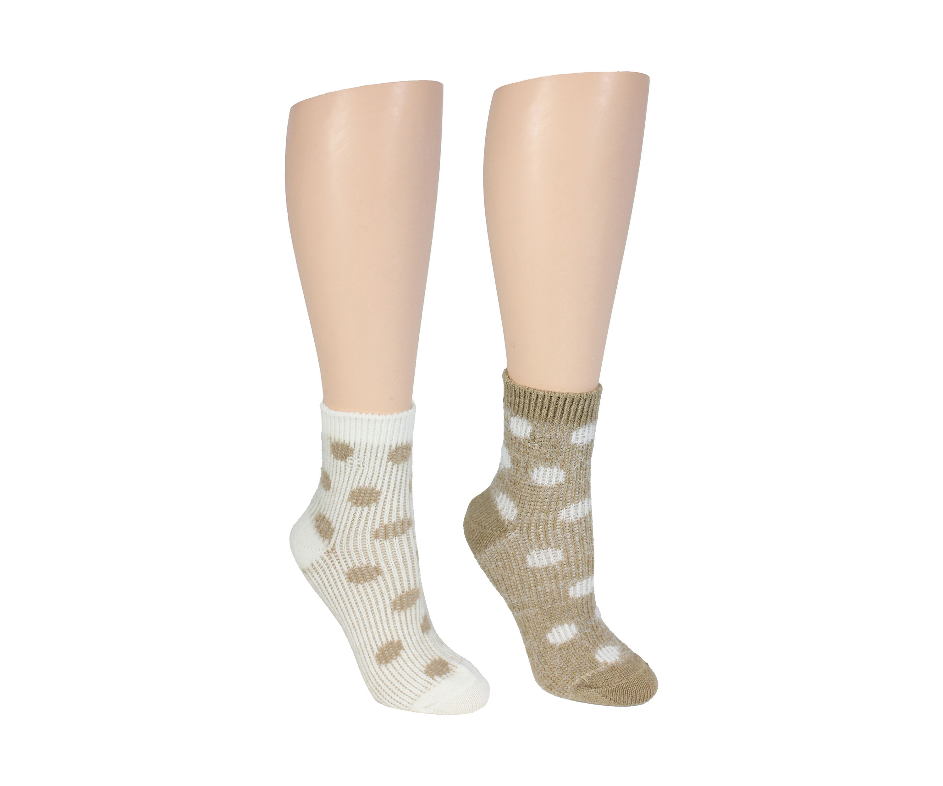 Brushed Feather Dot Printed Midi Boot Socks - 2 Pack