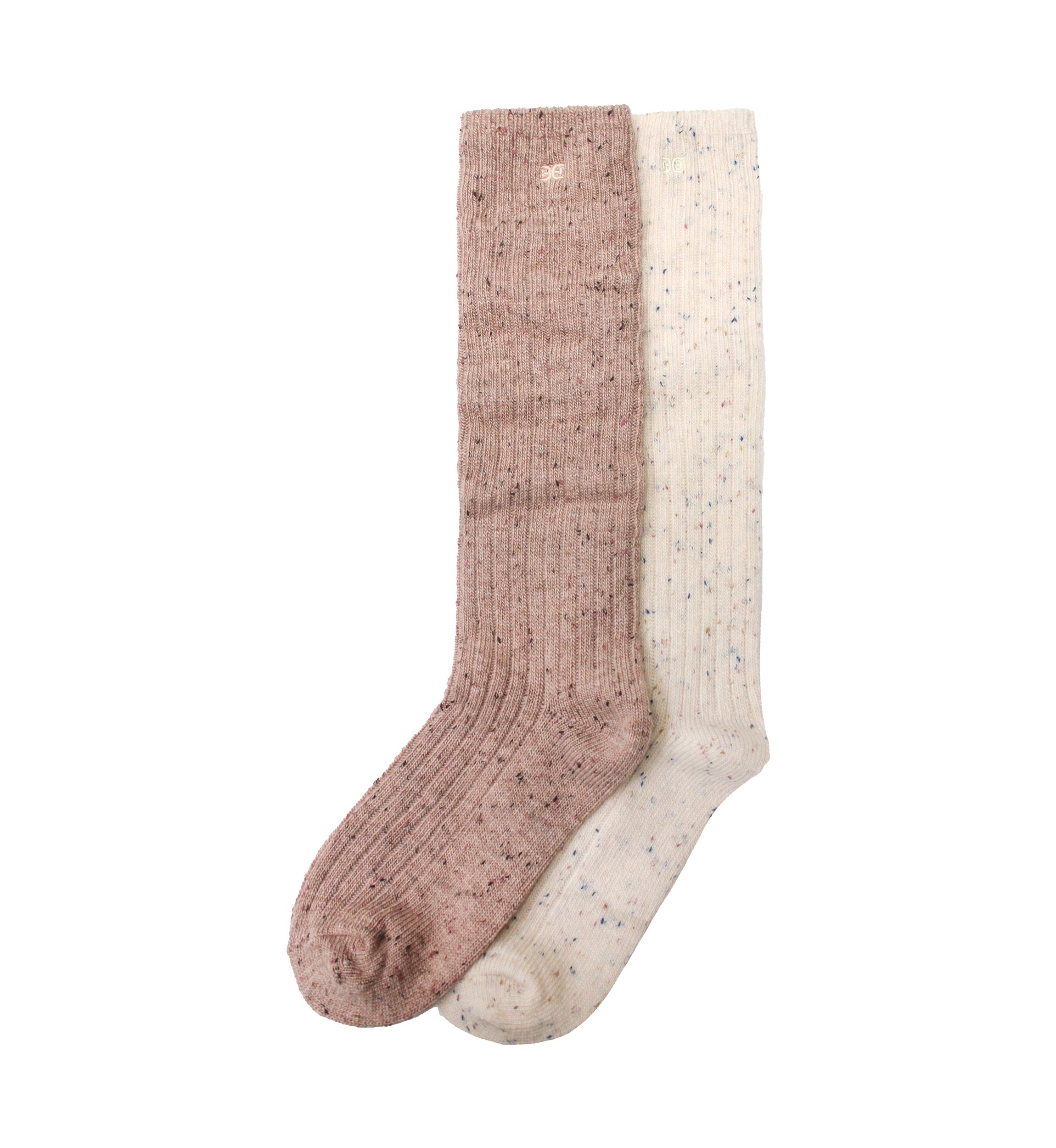 Speckled Rib Knit Slouch Socks - 2 Pack