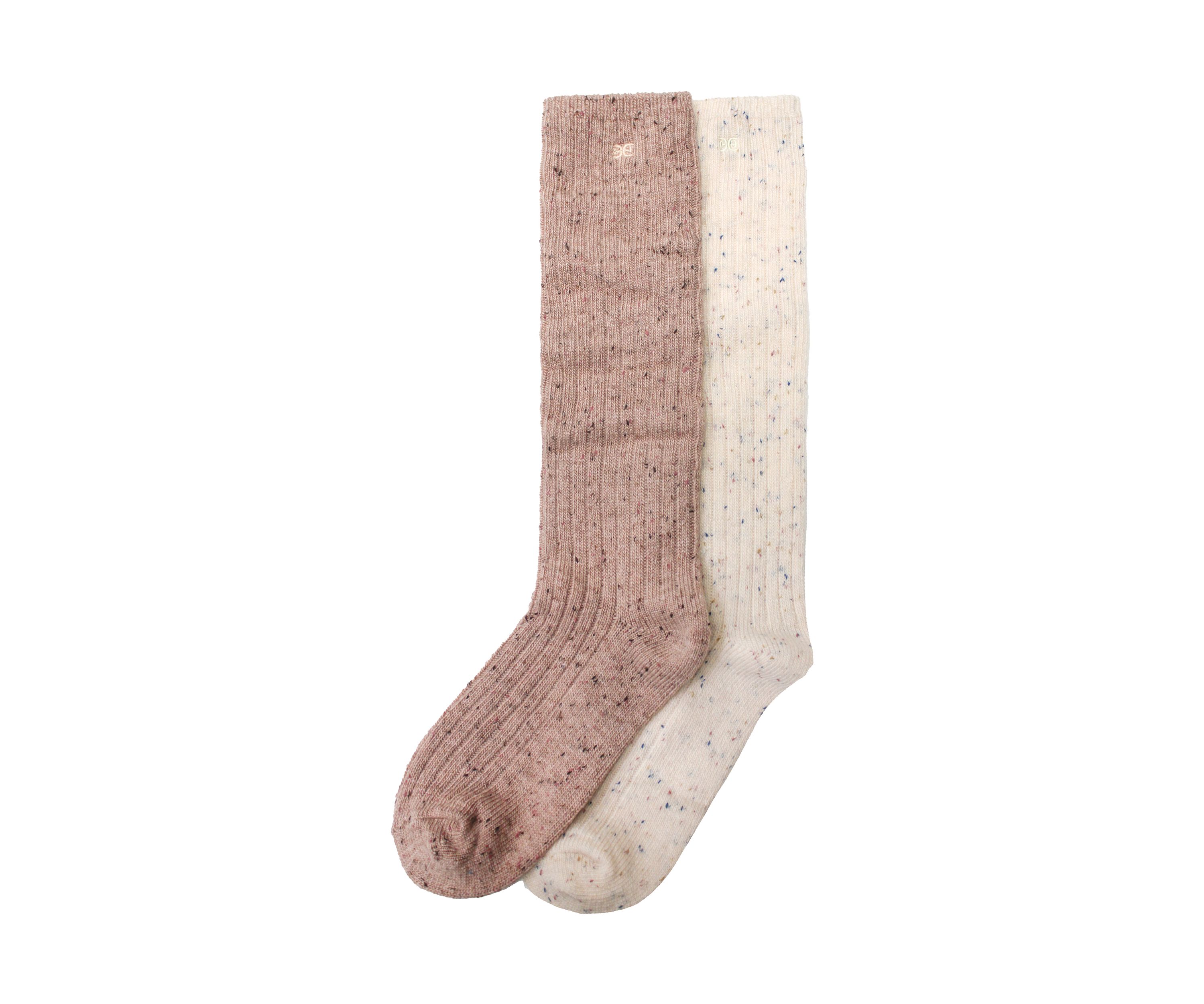 Speckled Rib Knit Slouch Socks - 2 Pack
