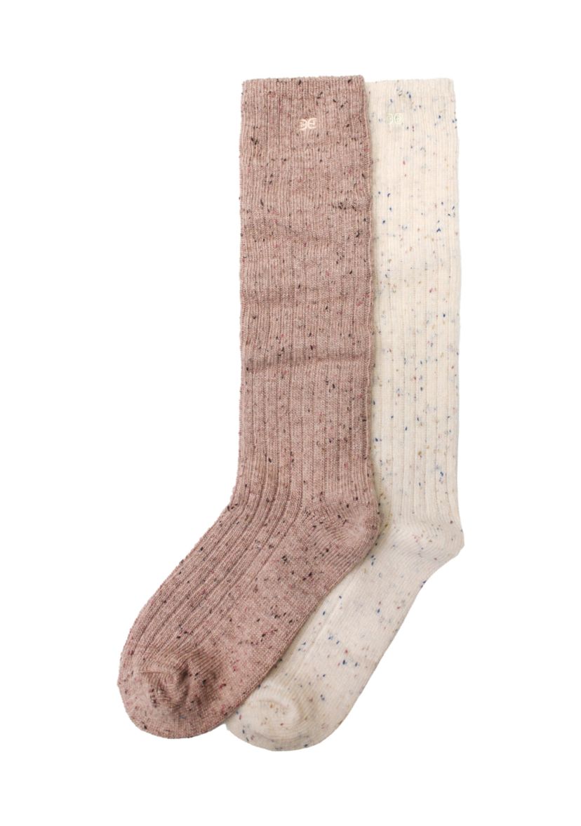 Speckled Rib Knit Slouch Socks - 2 Pack