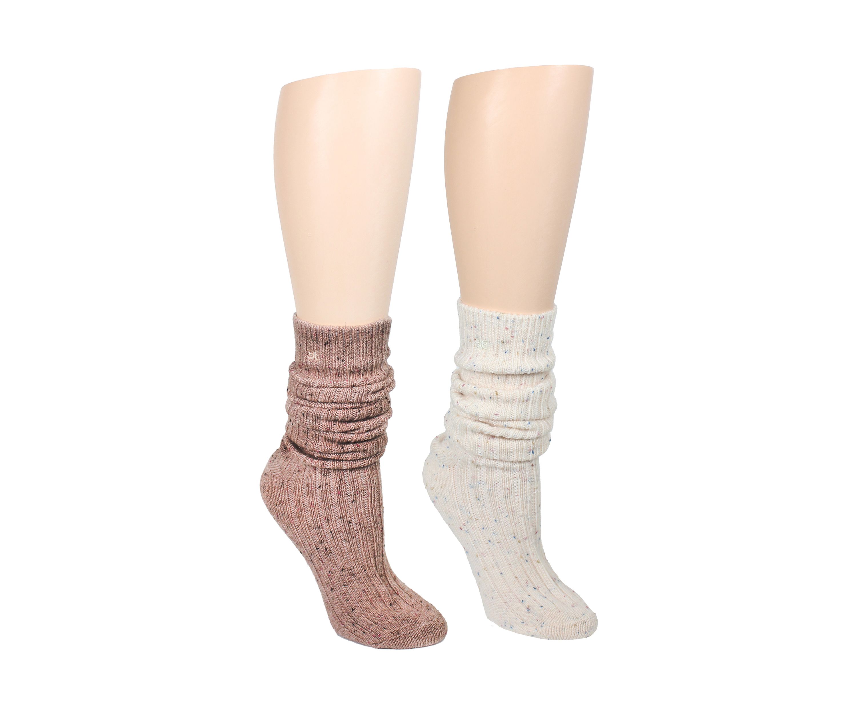 Speckled Rib Knit Slouch Socks - 2 Pack
