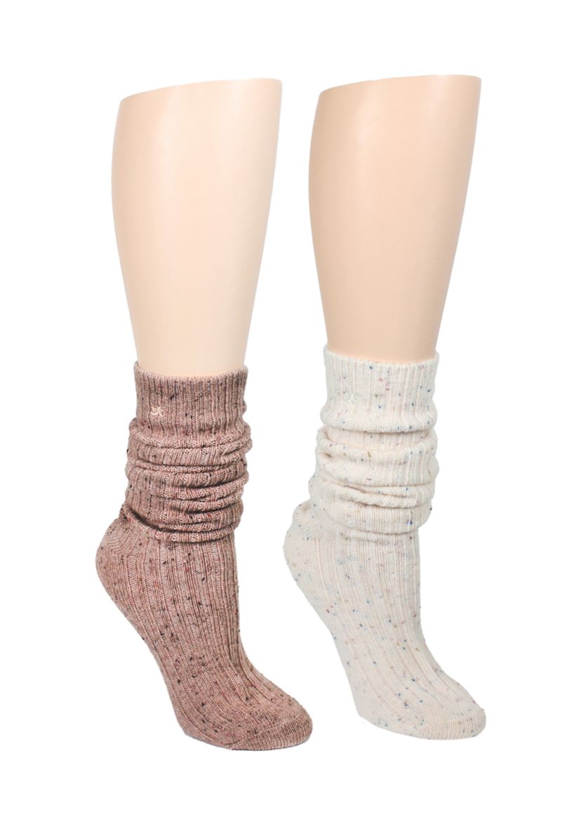 Speckled Rib Knit Slouch Socks - 2 Pack