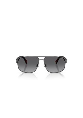 Polo Ralph Lauren Men's PH3165 Aviator 61mm Sunglasses, Grey