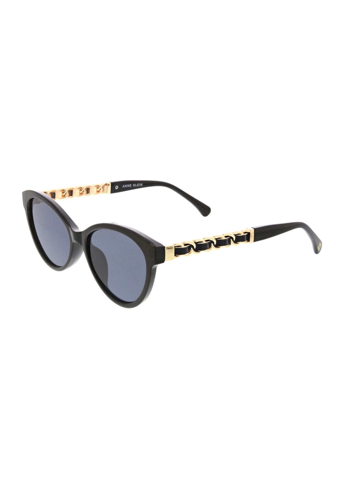 Slim Cat Eye Sunglasses with Braided Chain Link Metal Temples 