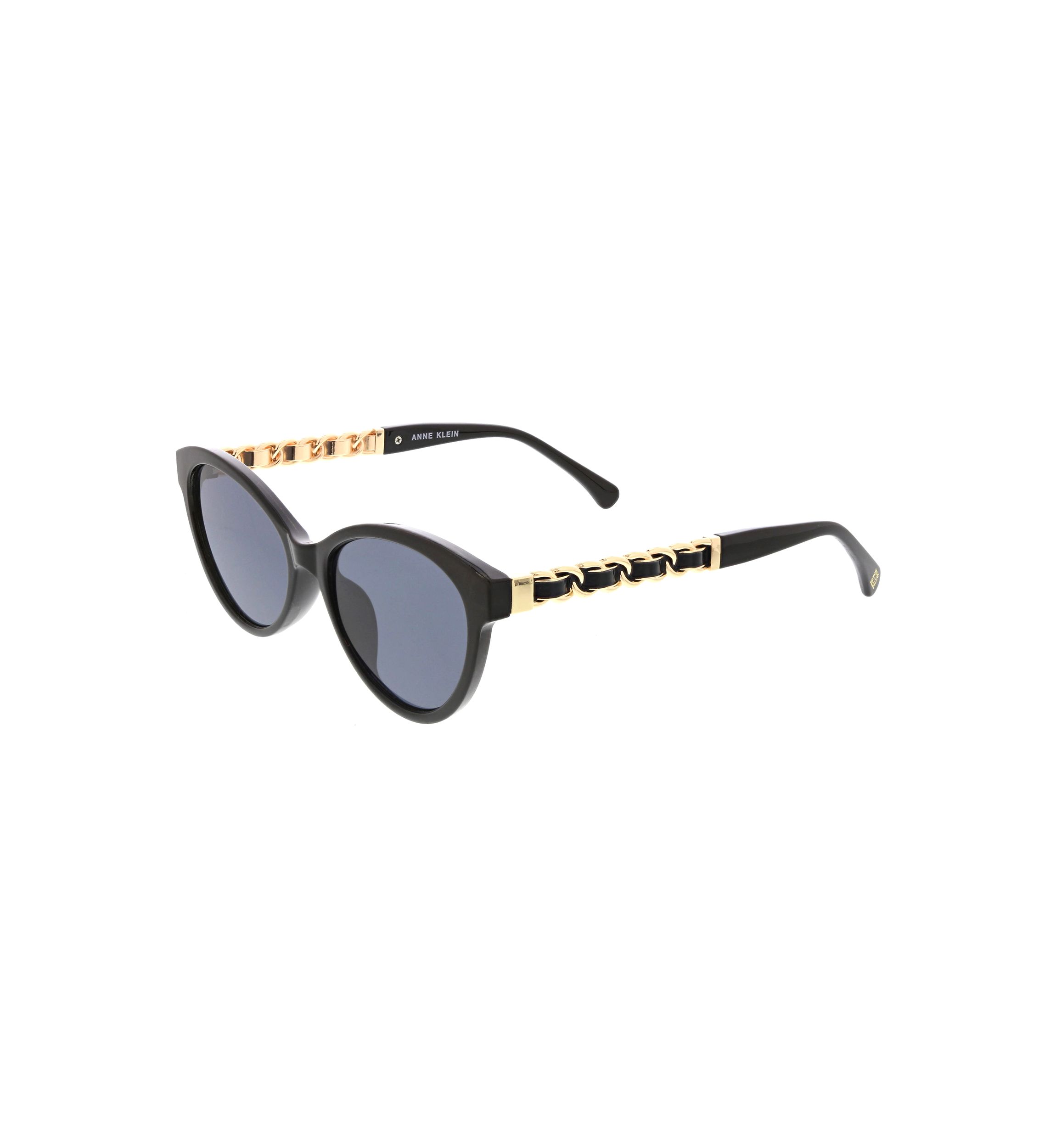 Slim Cat Eye Sunglasses with Braided Chain Link Metal Temples 