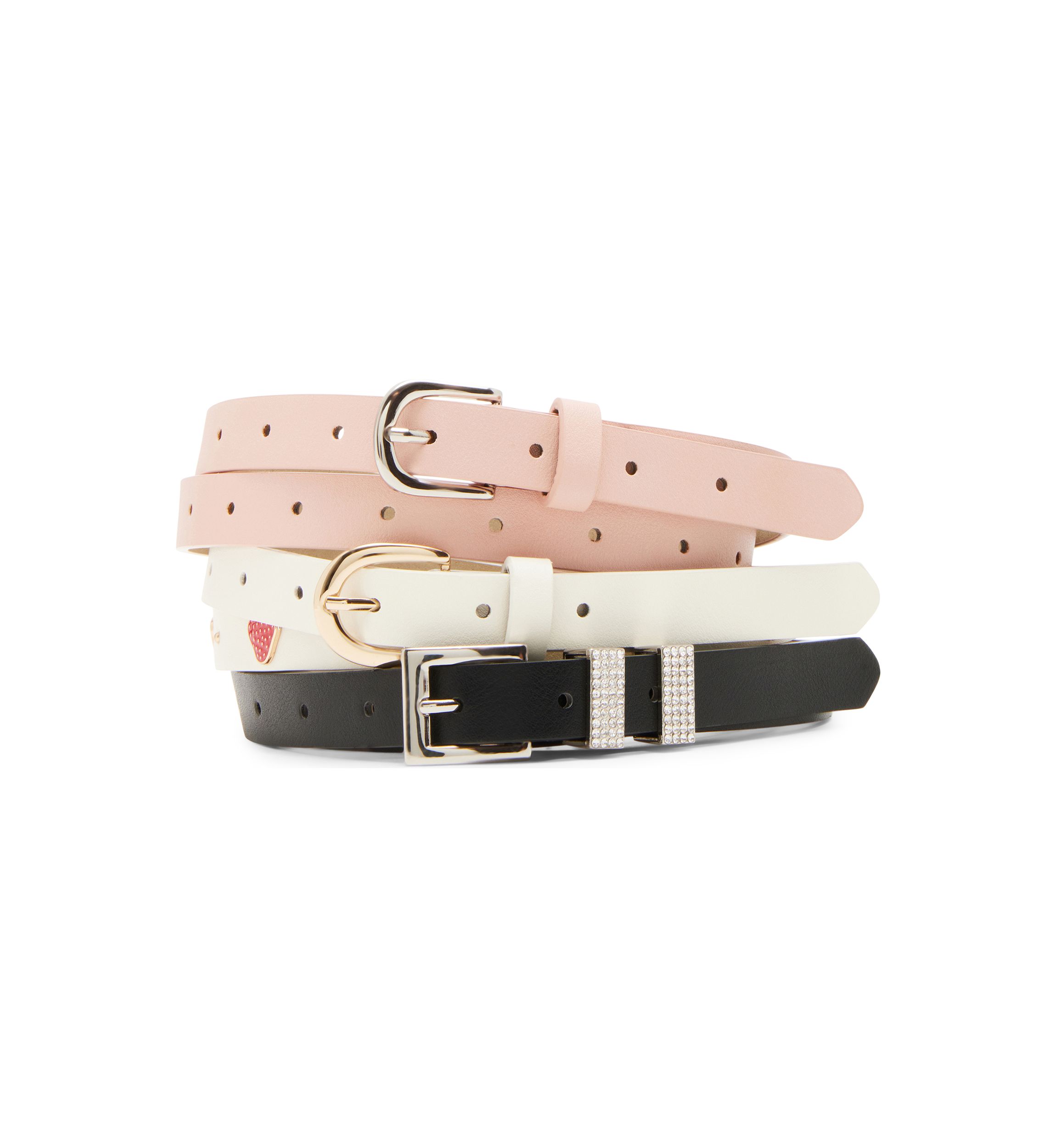 Heart Buckle, Strawberry Studded, and Full Perf 3-for-1 Belt  Set 