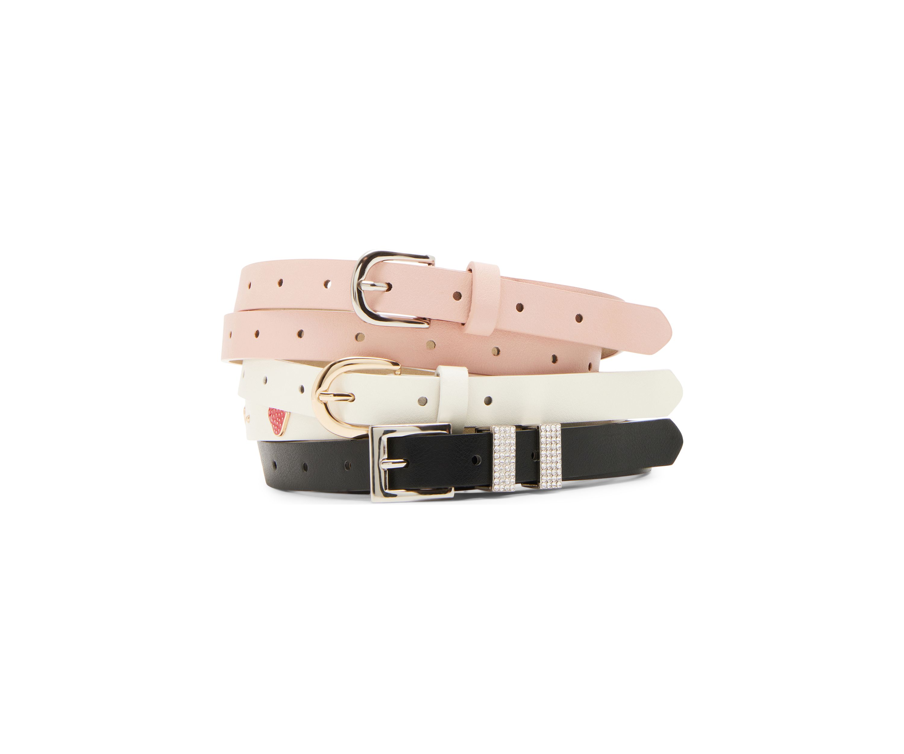 Heart Buckle, Strawberry Studded, and Full Perf 3-for-1 Belt  Set 