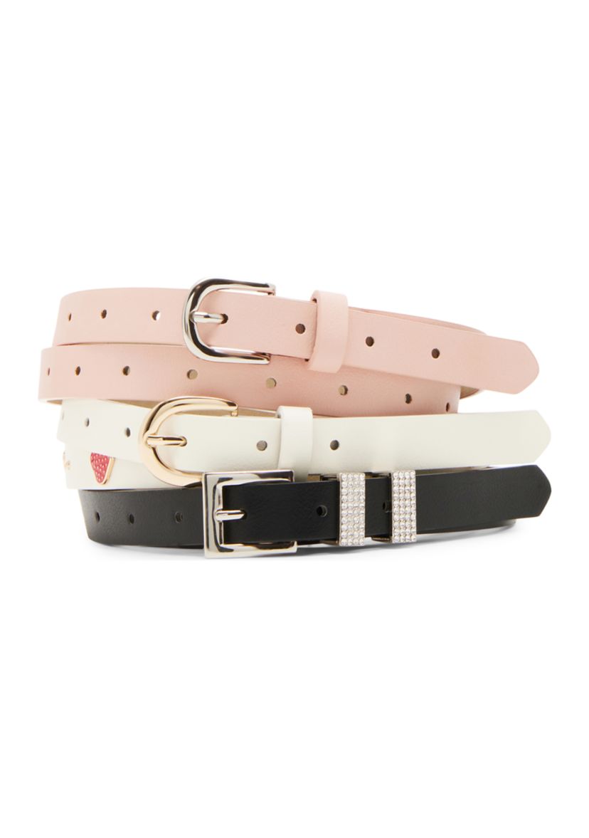 Heart Buckle, Strawberry Studded, and Full Perf 3-for-1 Belt  Set 